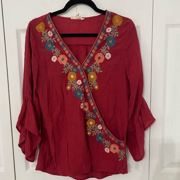 ENTRO Embroidered Boho Fall Top M - Picture 9 of 9